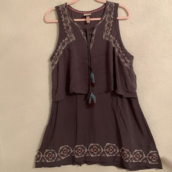 Knox Rose Gray Embroidered Sleeveless Dress Tunic Size XXL - Picture 1 of 6